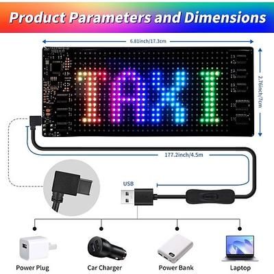 luci intelligenti programmabili cartello led per auto cartello led luminoso scorrevole flessibile per auto app bluetooth animazioni rgb testo messaggio graffiti modello pubblicità con telecomandi per