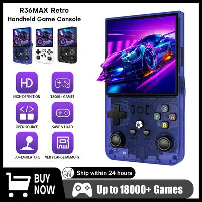128GB Open Source R36 MAX Retro Handheld Video Game Console 4.0 Inch IPS Screen Linux System 18000+ Portable Pocket Video Player