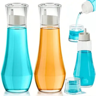 150ml/260ml Glass Mouthwash Dispenser Bathroom Small Clear Refillable Mouth Wash Container Bottle With Lid Cup For Countertop