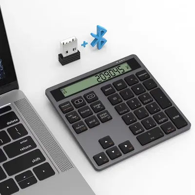 Slim 34-Key Portable Financial Accounting Numpad Data Entry & Calculation 2in1 Numeric Keypad for