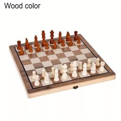 TEMU Large Chess Wooden Set Folding Chessboard Pieces Wood Board