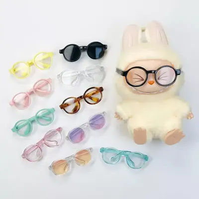 Labubu 6.5cm Transparent Plastic Glasses for 1/8 1/6 1/3 1/4 BJD for Labubu MSD Plush for EXO Doll Sunglasses