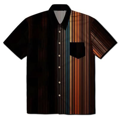 Retrò Vintage Anni '70 Camicia Camicia Aloha Hippie Disco A righe Costume Per uomo Mascherata Vacanza Feste Parata dell'Orgoglio Adulti Camicia