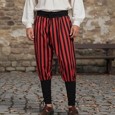 Retrò Vintage Medievale 17° secolo Pantaloni da pirata Pirata Cavaliere Vichingo Crociato Ranger Coulisse A righe Costume Per uomo Costumi da pirata Halloween Carnevale LARP Fiera Rinascimentale