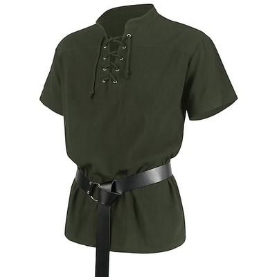 Retrò Vintage Punk Gotico Medievale Blusa / Camicia Costume Cosplay Tunica Cavaliere Vichingo Straniero Ranger Elfico Tinta unica Costume Per uomo Costumi da pirata Fantasia Carnevale Casual