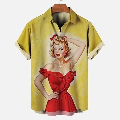 Blusa / Camicia Manifesto retrò Ragazza retrò Anni 1950 Retrò Vintage Grafico per Per uomo Adulti Stampa 3D per Mascherata Quotidiano Vacanza Feste