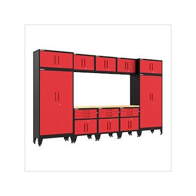 Armadillo Tough Red 11-Piece Garage Cabinet Set with Levelers