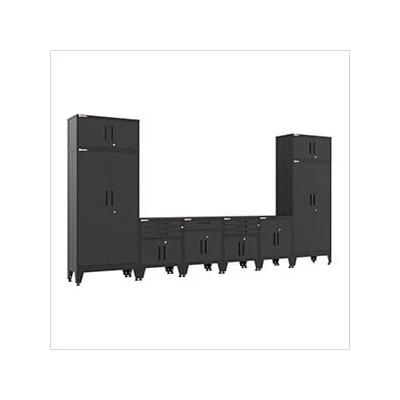 Armadillo Tough Black 8-Piece Garage Cabinet Set with Levelers