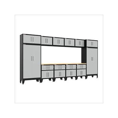 Armadillo Tough Grey 14-Piece Garage Cabinet Set with Levelers