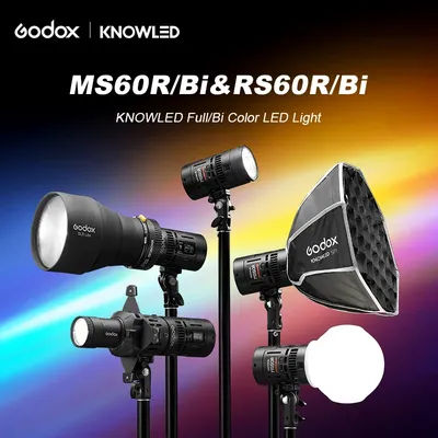 Godox RS60Bi RS60R Studio Light 60w RGB Bi-color Full-color LED Video Fill Light for Photography