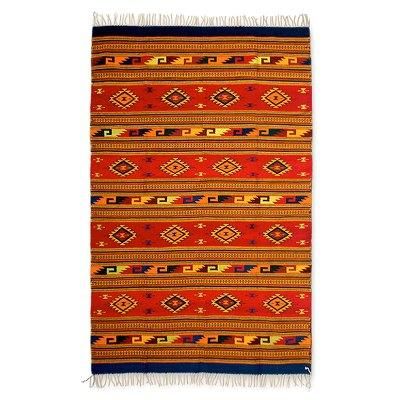 Mitla Butterflies,'Authentic Zapotec Wool Area Rug (6.5x10)'
