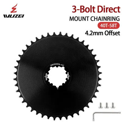 WUZEI 4.2mm Offest 3-Bolt Closed Chainring 40-58T ChainWheel 9/10/11S Narrow Wide Direct Mount Sprocket Incompatible AXS Chain