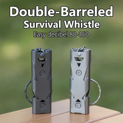 1/2/5pcs High Decibel Double Barreled Survival Whistle for Outdoor Camping, Hiking Portable Keychain Metal Whistle