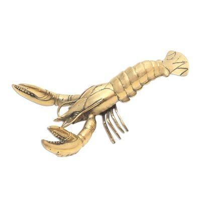 Lobster Companion,'Hand Made Antique Finish Brass Lobster Statuette'