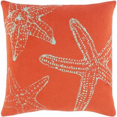 Dyce 18"H x 18"W Coastal Cotton Coral/Seafoam/Sage Throw Pillow - Boutique Rugs