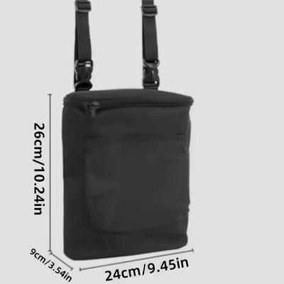 TEMU A Must-have Large-capacity Oxford Cloth Handlebar Bag For Cycling, Black, With Zipper Pocket, Detachable, 3d Storage, Suitable For Motorcycles And Electric Vehicles, With A High-quality Zipper.