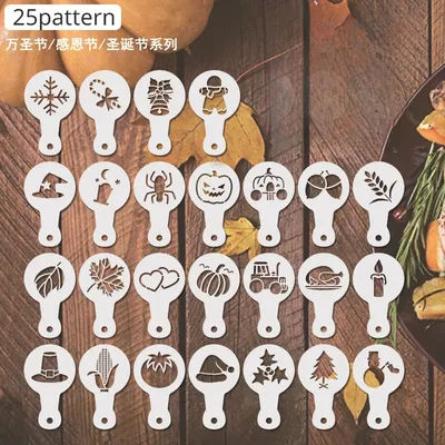 25pcs White Waterproof Hollow Carving Template Posterledger Painting Coloring Stencils Plant Food Christmas Halloween Pattern