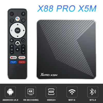 X88 PRO X5M Smart TV Box Android 14 Wifi6 Amlogic S905X5M Remote Control 4K Quad Core Voice Assistant Media Player Set Top Box