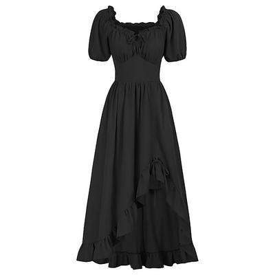 Retrò Vintage Medievale Rinascimento Midi Vestito Sotto il vestito Manica a Palloncino Vichingo Ispirato alla Reggenza Cottagecore Costume Per donna Fantasia Halloween Carnevale Vacanza LARP Fiera