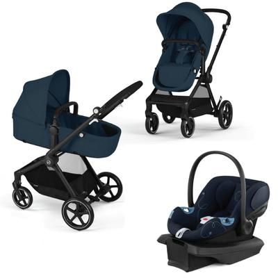 Cybex EOS 5-in-1 Travel System Stroller + Lightweight Aton G Infant Car Seat - Black / Ocean Blue