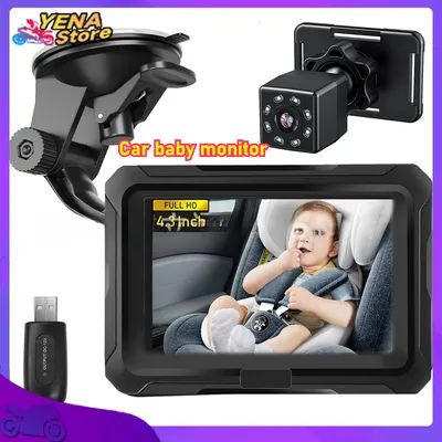Specchio per auto per bambini da 4,3 pollici 1080P Baby monitor con fotocamera Specchio per auto per