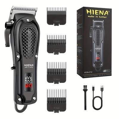 TEMU Hiena Kit: Rechargeable Hair Clipper, Beard Trimmer & Nose Hair Set With Lcd Display - Usb Charging, 1500mah Battery, Includes Combs - Ideal Father's Day Gift
