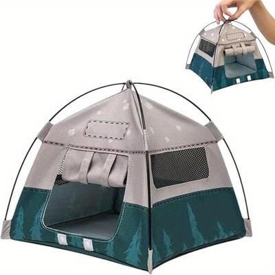 TEMU 1:12 Scale Miniature Gray Doll Tent - Movable Camping Scene Accessory With Mesh Ventilation, Storage Pocket & Cozy , Toy Display, Mini Photography Props & Dollhouse Decorations,