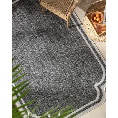 Arnola 2'7" x 7'3" Traditional Black/Cream Outdoor Runner - Boutique Rugs