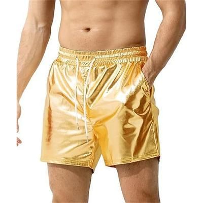 Retrò Vintage Anni '80 Shorts Disco Vernice in lattice lucido Metallico Semplice Costume Per uomo Halloween Carnevale Parata dell'Orgoglio Mese dell'orgoglio Adulti Shorts Estate