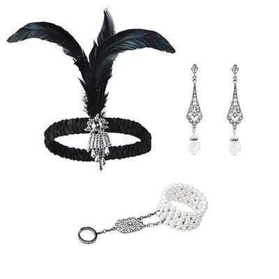 Anni 1920 Il grande Gatsby Fascia Flapper Il grande Gatsby Piuma Retrò Glitter scintillanti Cristallo / Strass Costume Per donna Carnevale San Valentino Mascherata Abbigliamento da sera Mascherata