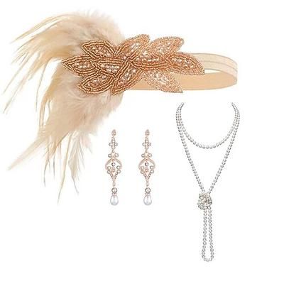 Anni 1920 Il grande Gatsby Fascia Flapper Il grande Gatsby Piuma Retrò Glitter scintillanti Cristallo / Strass Costume Per donna Carnevale San Valentino Mascherata Abbigliamento da sera Mascherata
