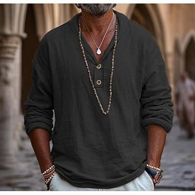 Retrò Vintage Medievale Rinascimento Camicia Pirata Vichingo Tinta unica Costume Per uomo Costumi da pirata Halloween Carnevale Vacanza Casual Quotidiano LARP Adulti Camicia Primavera Estate