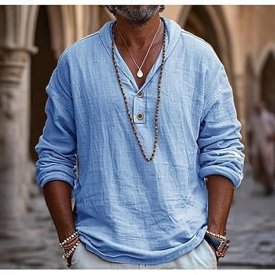 Retrò Vintage Medievale Rinascimento Camicia Pirata Vichingo Tinta unica Costume Per uomo Costumi da pirata Halloween Carnevale Vacanza Casual Quotidiano LARP Adulti Camicia Primavera Estate