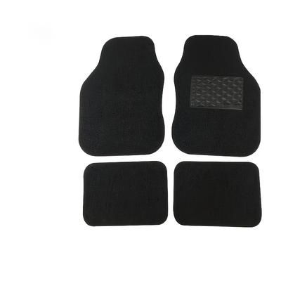 TEMU Nicoman Universal Car Floor Mat Spaghetti Coiled Pvc Rubber Heavy Duty Easy Clean - (black, Full Set, Small, 4pcs)