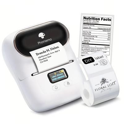 TEMU White Phomemo 20mm-50mm Label Maker - M110 Portable Wireless Thermal Label Printer For Barcode, Apparel, Jewelry, Retail, Mail Labels With 1 Pack Of 40x30mm Labels