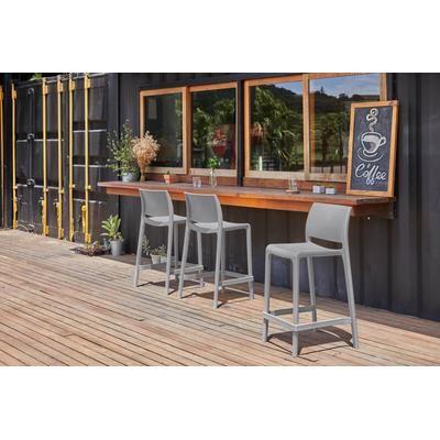 SET OF 2 SENSILLA OUTDOOR STACKABLE COUNTER STOOLS by Polder in Cold Grey
