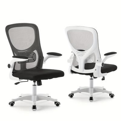 TEMU Ergonomic Executive Office Chair With 90° Flip-up Armrests, Lumbar Support & Adjustable Height - Durable Alloy , Memory Foam Seat For Home/office Use