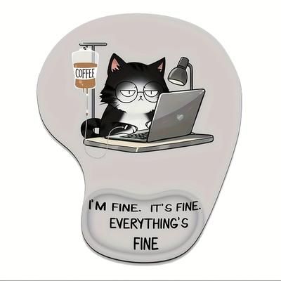 TEMU 1pc Whimsycat Ergonomic Silicone Wrist Rest Pad – Anti-slip, With Hand-drawn Working , Durable Mouse Pad Gift For Use, Girls And Guy