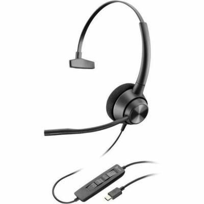 Poly Encorepro 310 Usb-C Monoaural Headset Taa - Mono - Usb Type C - Wired - 20 Hz - 10 Khz - Over-The-Head, On-Ear - Monaural - Supra-Aural - 7.18 Ft Cable - Omni-Directional, Noise Cancelling Microphone - Noise Canceling