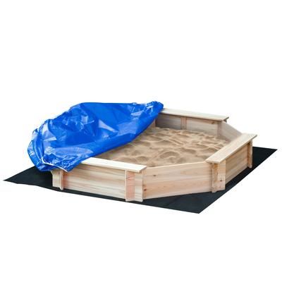 TEMU Kids Wooden Sand Pit Children Sandbox With Cover Outdoor Playset For Backyard For 3-8 Years 139.5 X 139.5 X 21.5 Cm