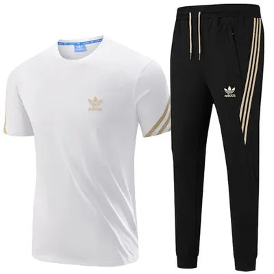 Adidas Exercise Sets Men and Women Breathable Quick Drying Sweat Absorbing Popular T-shirts and Pants Suits White Black