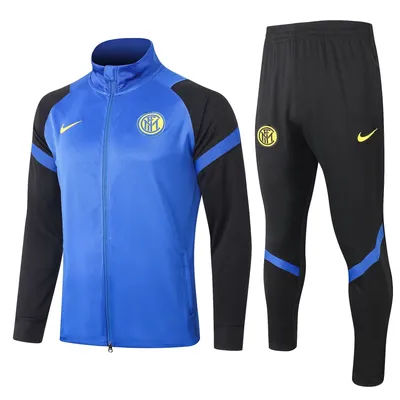 Nike Soccer Jerseys Men Athletic Professional High Collar Full-sleeved Zip-up Football Training Suit Sets Blue Black