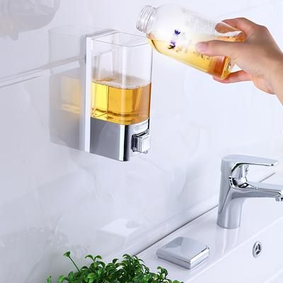 TEMU Silver Liquid Soap Dispenser - 500ml: Made Of Plastic, Phthalates, Single-, No Electricity Required, Leak-proof Bathroom Soap Dispenser, Suitable For Hotel And Home Use.