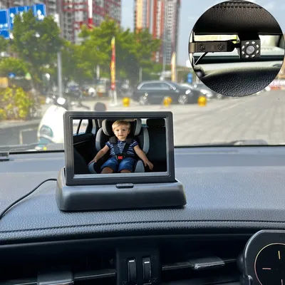"Miroir de voiture pliable pour bébé et moniteur de caméra de siège arrière avec grand angle,