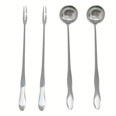 TEMU 2/4pcs Stainless Steel Pickle Fork & - 10.3in Long Handle Kitchen Tool For Pickles, Olives, - Durable 410 Stainless Steel, Hygienic Food Tongs