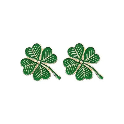2pcs Lucky Four-leaf Clover Brooch Exquisite and Versatile Alloy Badge Green Plant Buckle Pin Clothing Bag Accessories