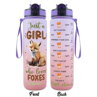 "TEMU 1pc Hsdiokl 32oz Bpa-free Sports Water Bottle - " Who Foxes" Themed With Custom Name Option, Leak-proof Design, Ideal For & Fox Enthusiasts Gift, Water Bottle"