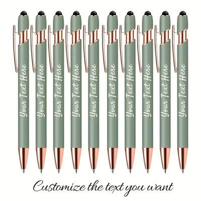 TEMU 10pcs Customizable Morandi Color Metal Ballpoint Pens, Suitable For Business And Special Occasions, Ideal Graduation Gift, 2 In 1 Design, Medium Point, Black Ink, Smooth Writing