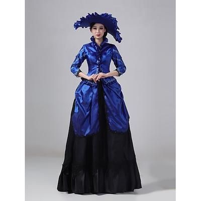 Vintage Rococò Rinascimento Maxi Vestito Normale A sbuffo Principessa Sposa Pieghettato Con Volant Principessa Girocollo Costume Per donna Halloween Carnevale Mascherata Feste Halloween Performance