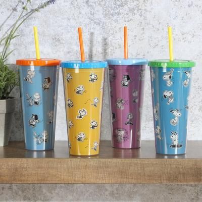 Set of 4 Snoopy and Pals Tumblers by BrylaneHome in Multi